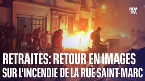 Retraites: retour en images sur l'incendie de la rue Saint-Marc à Paris 