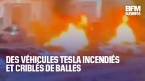  Des véhicules Tesla incendiés et criblés de balles  