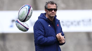 Le manager du XV de France Fabien Galthié lors d'une séance d'entraînement, Tournoi des VI Nations, 6 février 2024