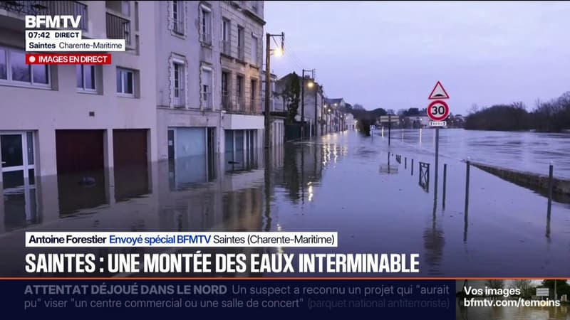 Inondations: la détresse des habitants de Saintes, en Charente-Maritime, en attendant la décrue de la Charente