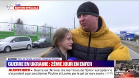 L'émotion d'un père de famille ukrainien après avoir retrouvé ses filles en Pologne