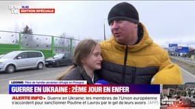 L'émotion d'un père de famille ukrainien après avoir retrouvé ses filles en Pologne