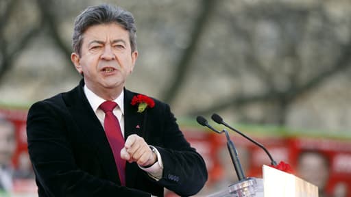 Jean-Luc Mélenchon lors du meeting de Danielle Simonnet, candidate Front de gauche à Paris, dimanche 16 mars.