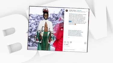 Une mannequin lors du défilé du créateur Gavin Rajah