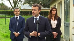 Emmanuel Macron le 15 mars 2022 lors d'un déplacement sur le thème des réfugiés ukrainiens. 