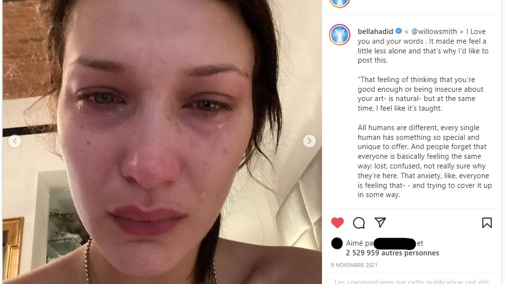 Bella Hadid sur Instagram