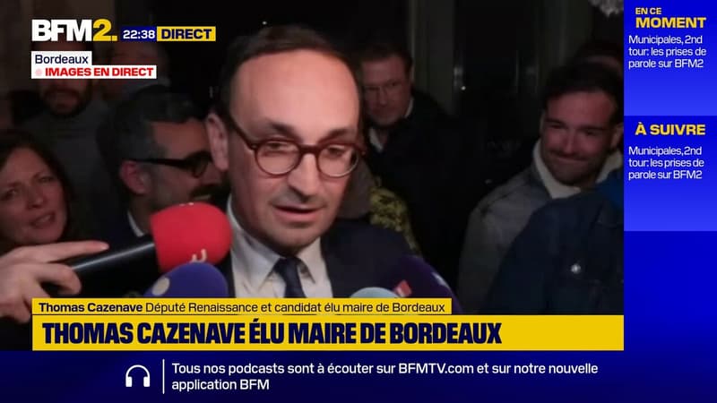 Municipales à Bordeaux: "Ma première action : rallumer la lumière la nuit", déclare le député Renaissance Thomas Cazenave, élu au 2nd tour