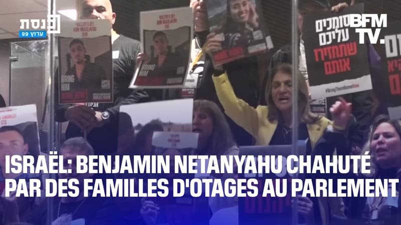 Benjamin Netanyahu chahuté par des familles d'otages lors d'un discours au Parlement israélien