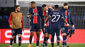Les joueurs du PSG après la qualification en demi-finales de Ligue des champions contre le Bayern Munich, le 13 avril 2021