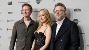 Edward Norton, Olivia Wilde et Seth Rogen au festival de Sundance dans l'Utah, le 24 janvier 2026. 