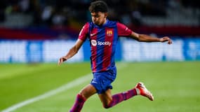 Lamine Yamal lors du match Barça-Las Palmas (1-0, Liga), le 30 mars 2024