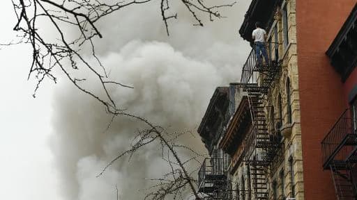 Un incendie dans le quartier d'East Village à New York, le 26 mars 2015