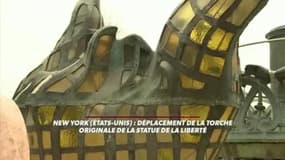 Une partie de la Statue de la Liberté transportée