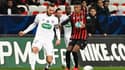 Lucas Tousart devant Hicham Boudaoui lors du match Nice-OL, le 30 janvier 2020