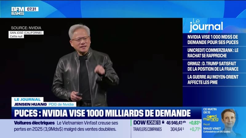 Puces : Nvidia vise 1000 milliards de demande