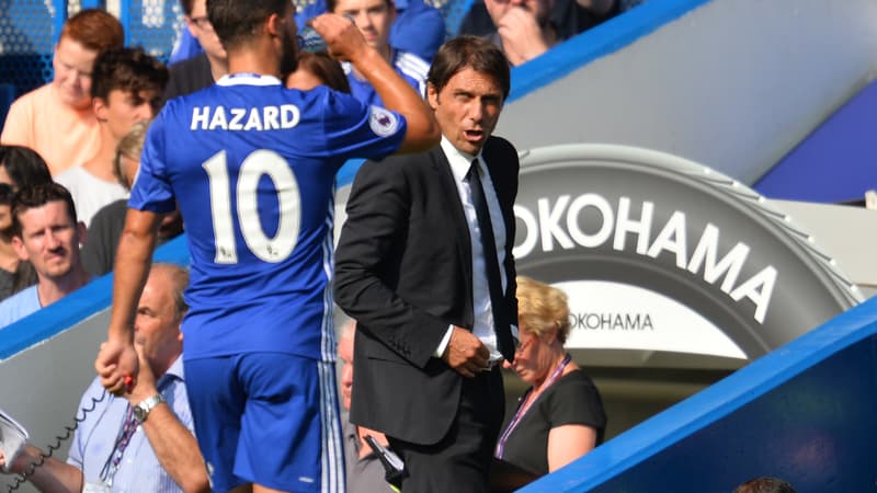 Eden Hazard et Antonio Conte