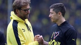 Jurgen Klopp et Robert Lewandowski à Dortmund, le 18 mai 2013