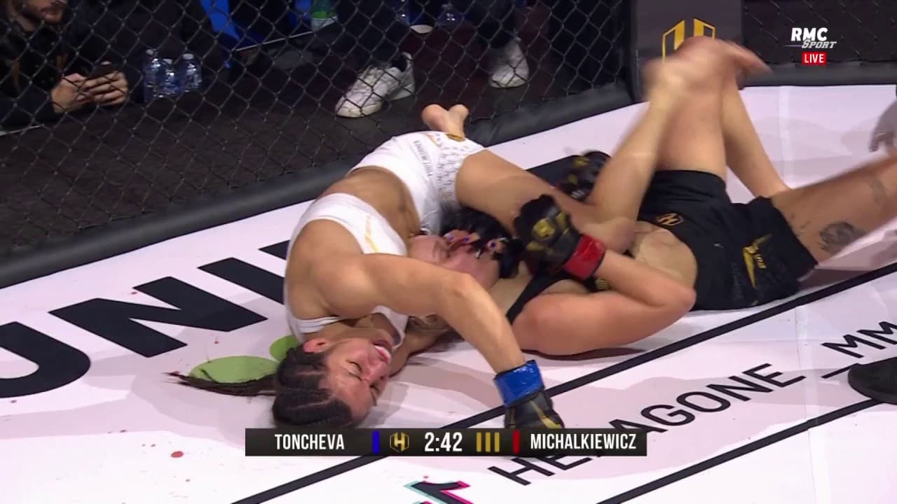 La guillotine d'Aleksandra Toncheva face à Alice Michalkiewicz, Hexagone MMA, 10 janvier 2025