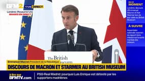 Londres: Emmanuel Macron célèbre le prêt de la Tapisserie de Bayeux au Royaume-Uni