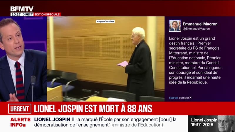 Mort de Lionel Jospin: Emmanuel Macron rend hommage à "un grand destin français"