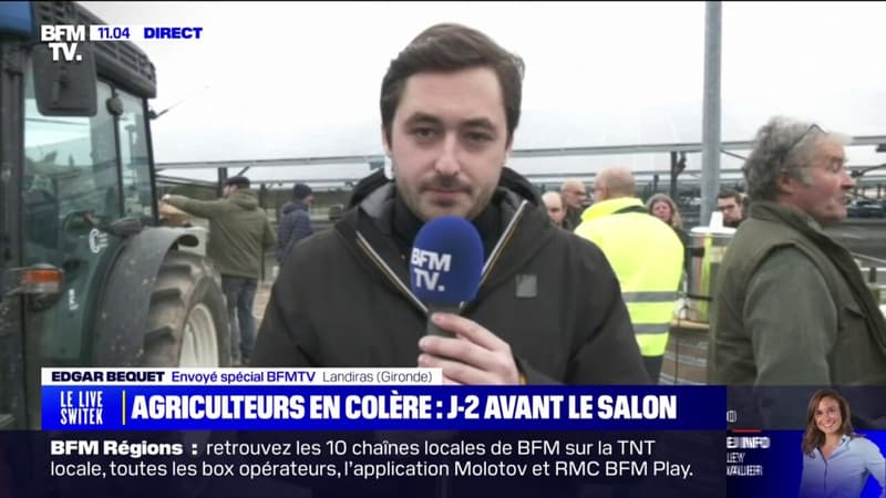 Colère des agriculteurs: des viticulteurs bloquent une centrale de mise en bouteille à Landiras, en Gironde