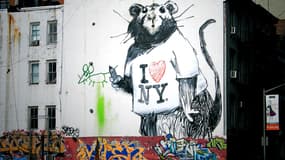 Un rat new-yorkais vu par l'artiste Bansky, à Manhattan.