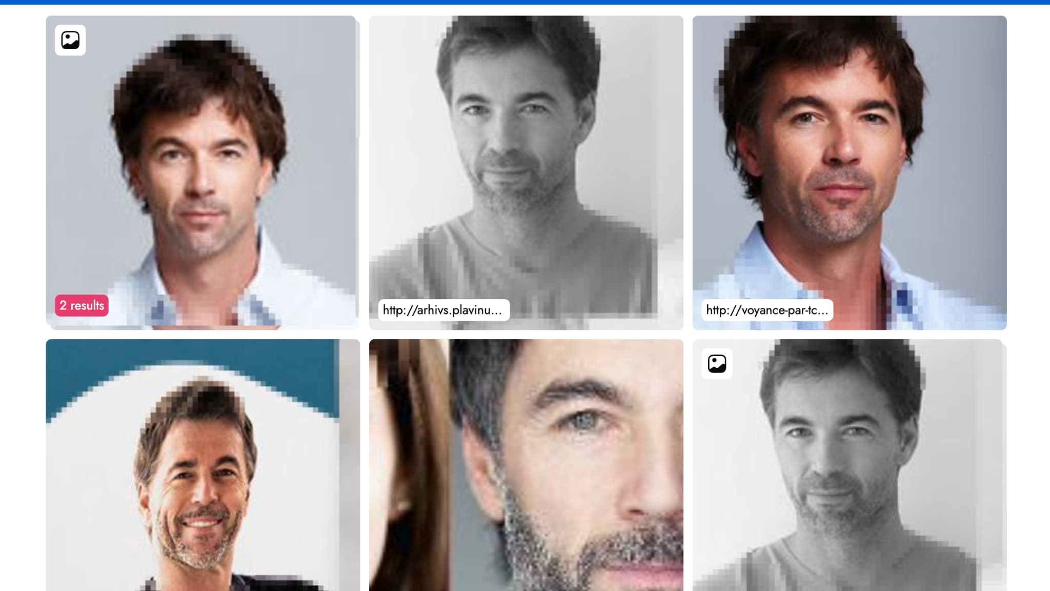 Capture d'écran du site Pimeyes. Capture d'écran du site Pimeyes.