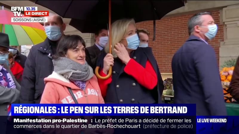 Marine Le Pen est en déplacement à Soissons, dans l'Aisne, ce samedi