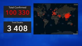 Carte des contaminations au coronavirus dans le monde.