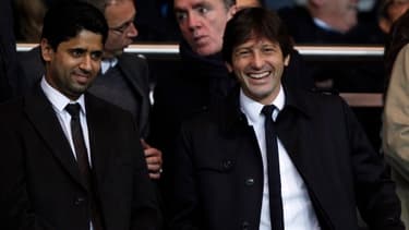 Le président du PSG Nasser Al-Khelaifi (ici avec Leonardo, le directeur sportif), a trouvé la parade face au fair-play financier de Michel Platini.