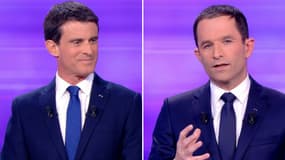 Manuel Valls et Benoît Hamon lors du dernier débat de la primaire de la gauche, le 25 janvier 2017.