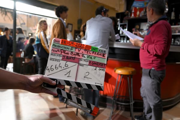 A photo taken during the last day of shooting "Plus belle la vie" in Marseille, on September 28, 2022.