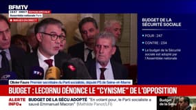 Budget de la Sécu adopté: "Nous n'avons trahi personne", déclare Olivier Faure (PS)