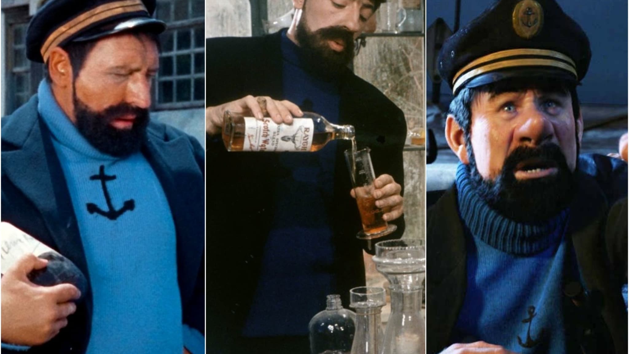 Le Capitaine Haddock interprété au cinéma par Georges Wilson, Jean Bouise et Andy Serkis