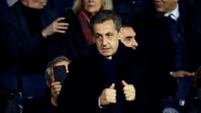 L'ancien président de la République Nicolas Sarkozy assiste à un match de football au Parc des Princes, à Paris, 24 janvier 2018
