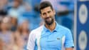 Novak Djokovic lors de sa victoire en 16es de finale du Masters 1000 de Cincinnati face à l'Espagnol Alejandro Davidovich Fokina (6-4, abandon), le 16 août 2023