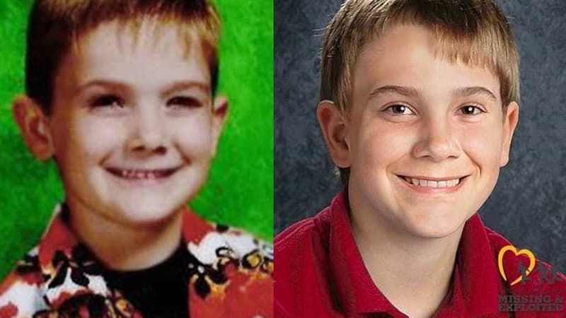 À gauche, Timmothy Pitzen enfant. À droite, une photo de ce à quoi ressemblerait aujourd'hui l’adolescent. 