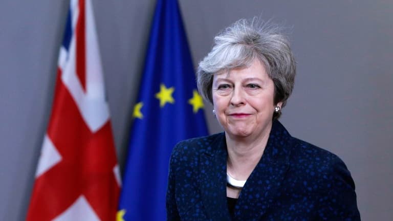 La Première ministre Theresa May après sa rencontre avec le Président du Conseil européen à Bruxelles jeudi 7 février