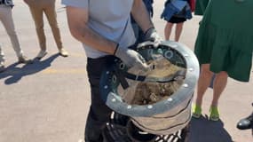 L’un des filets anti-déchets installé à Cannes (Alpes-Maritimes)
