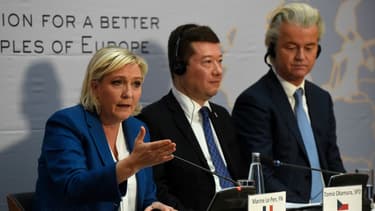 Marine Le Pen et ses alliés européens du groupe ENL le 16 décembre 2017 à Prague.