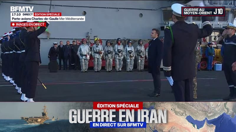 La Marseillaise est entonnée sur le Charles-de-Gaulle à l'occasion de la visite du porte-avions par Emmanuel Macron