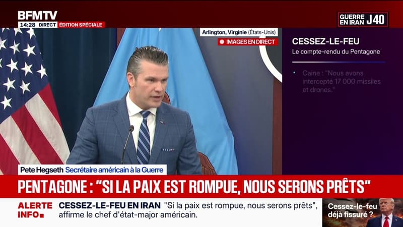 Guerre au Moyen-Orient: "Nous allons nous assurer que l'Iran respecte les termes du cessez-le-feu", garantit Pete Hegseth