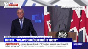 Michel Barnier annonce que le Royaume-Uni ne "fera plus parti dans quelques jours de la politique commune de la pêche" après l'accord trouvé sur le Brexit