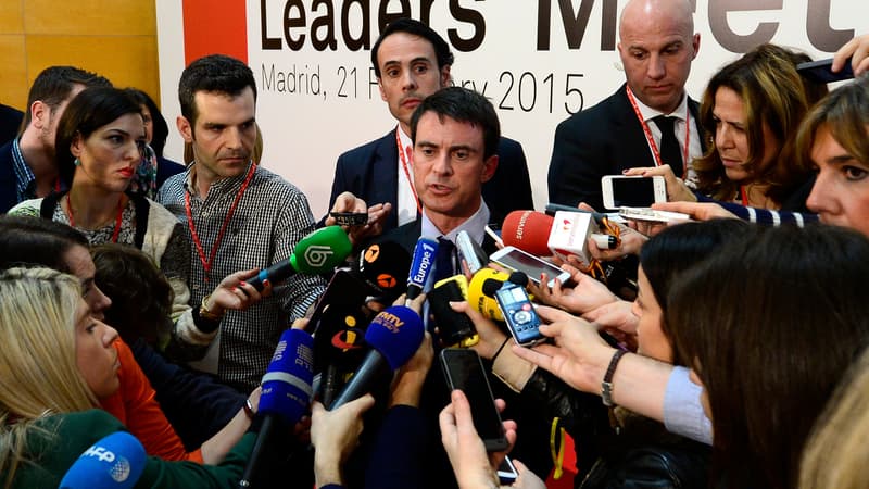 Manuel Valls à Madrid, le 21 février.