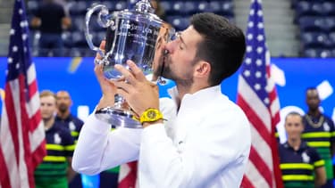 Novak Djokovic après son sacre à l'US Open, le 24e de sa carrière en Grand Chelem, le 10 septembre 2023