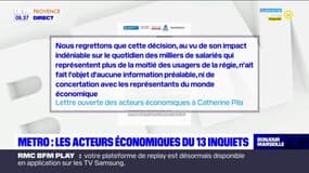 Métro arrêté à 21h30 à Marseille: les acteurs économiques inquiets 