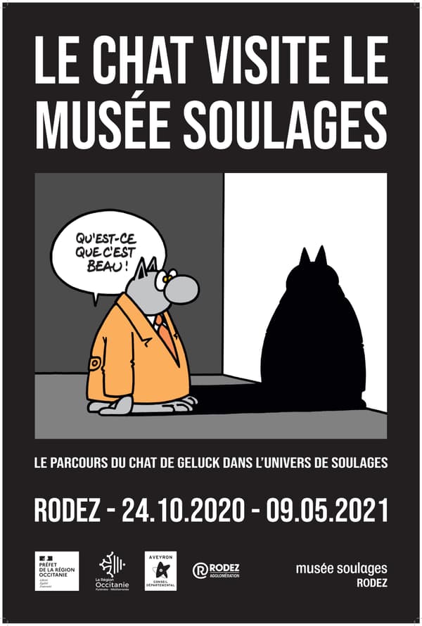 Affiche de l'exposition du Chat de Geluck au musée Soulages