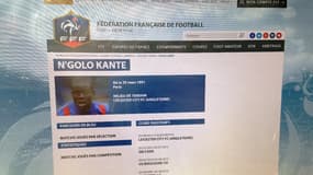 La fiche de Kanté a vu le jour ce jeudi sur le site de la FFF. 