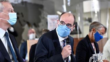 Jean Castex, lors d'une visite de l'usine Bic à Montévrain (Seine-et-Marne) le 14 septembre.
