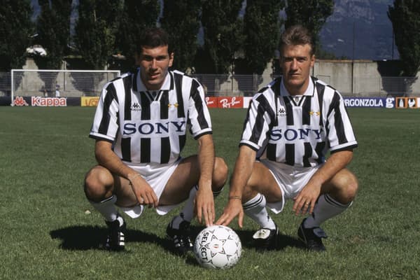 Zinédine Zidane et Didier Deschamps à la Juventus, à Turin le 7 juillet 1996